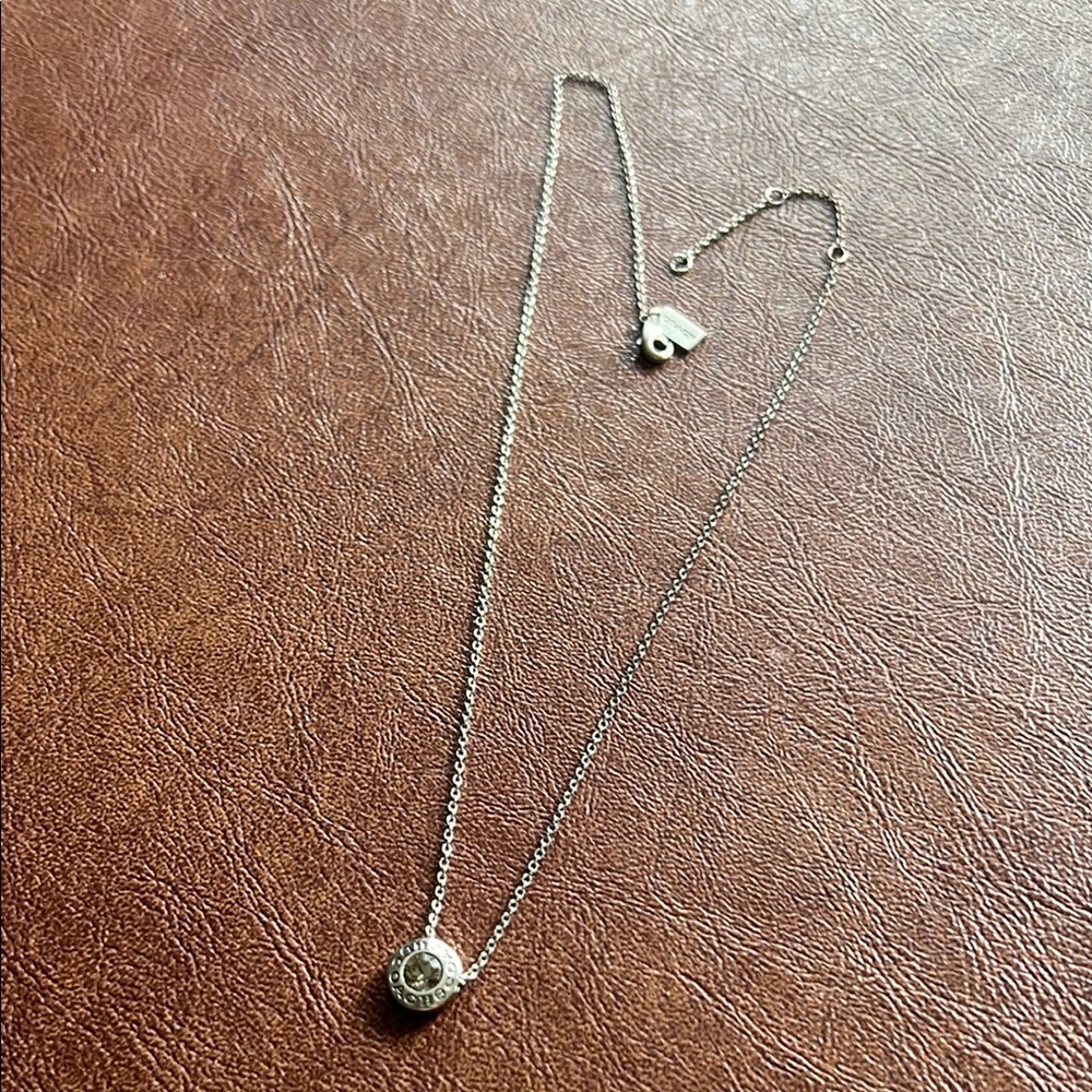 Coach Silver Minimalist Necklace with Elegant Gray Charm